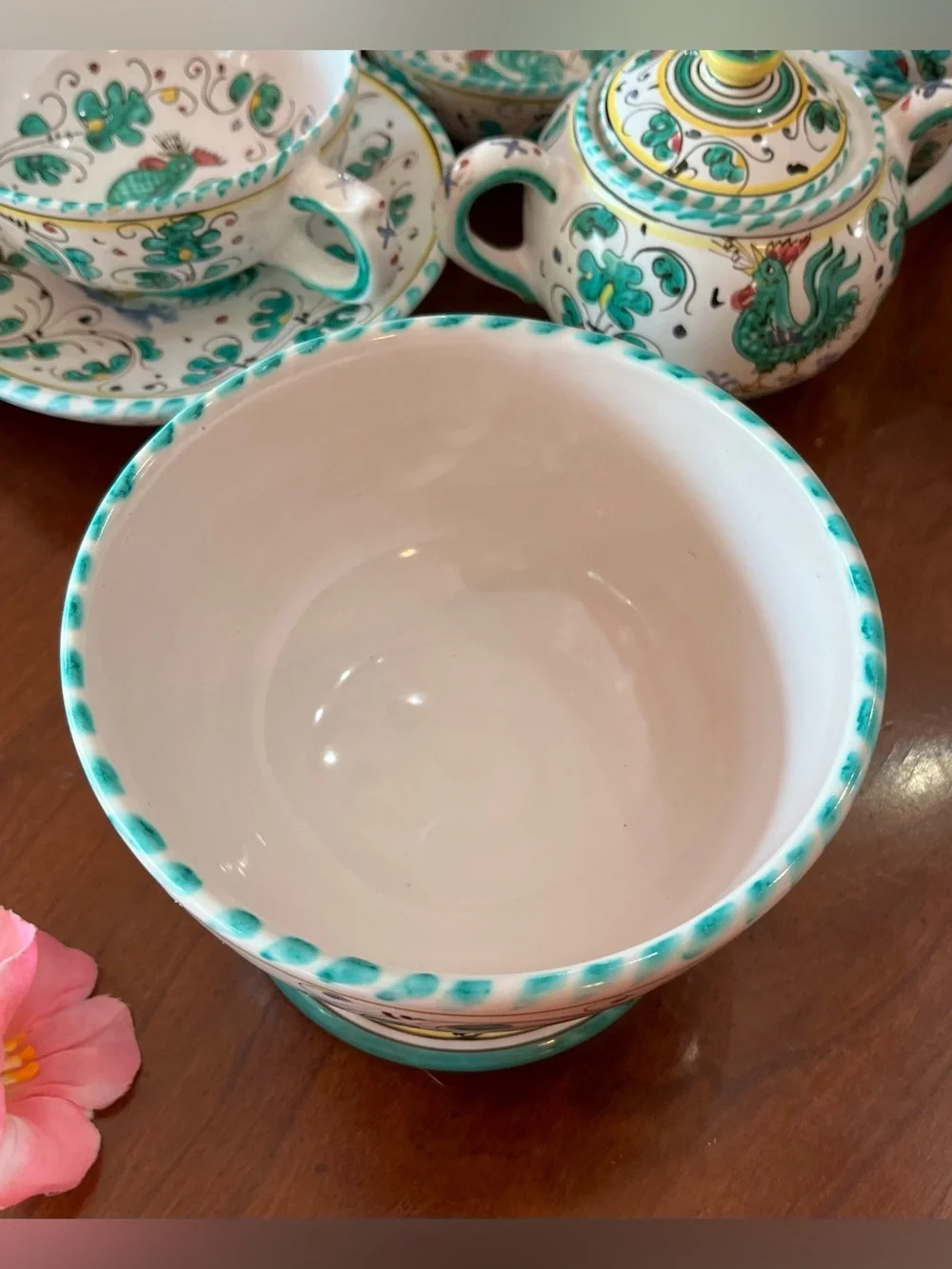 VTG PV Italy Orvieto Peasant Village Green Rooster Complimentary Serving Pieces